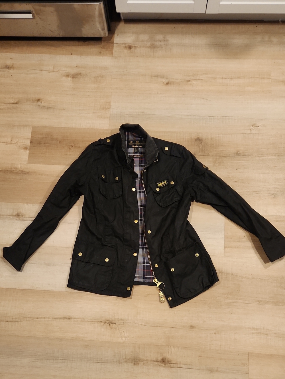 Barbour Black Field Jacket with Tartan Interior